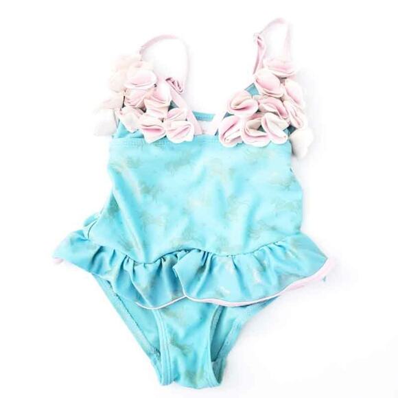 Floatimini Baby Swimsuit Floral, Gold Unicorn One Piece Girls Size 4 - Picture 1 of 5